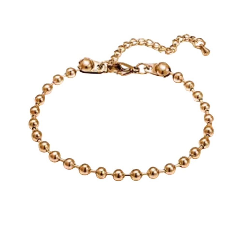 Ball Chain 18 K Gold Plated Bracelet Adjustable‎ Lobster Clasp NEW Jewelry